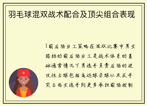 羽毛球混双战术配合及顶尖组合表现